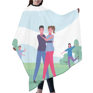 Personality  Dancing Couple Avatar Hair Cutting Cape