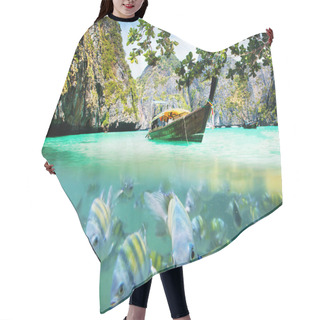 Personality   Thailand Ocean Landscape. Exotic Beach View And Traditional Shi Hair Cutting Cape