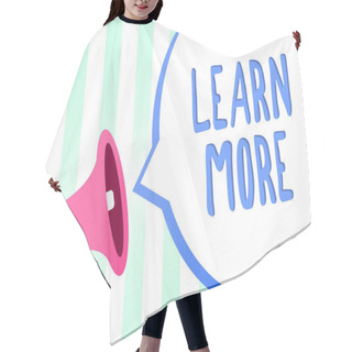 Personality  Handwriting Text Learn More. Concept Meaning Deepen Knowledge Of The Thing You Want To Do Or New Skill Megaphone Loudspeaker Stripes Background Important Message Speech Bubble Hair Cutting Cape