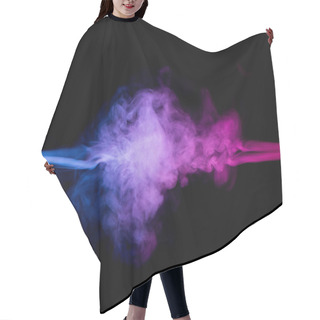Personality  Resistance Of Blue And Red Smoke In Blowing Motion Isolated On Black Background Hair Cutting Cape