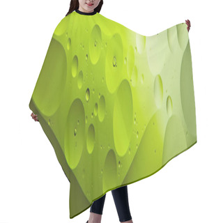 Personality  Panoramic Shot Of Beautiful Green Color Abstract Background From Mixed Water And Oil Hair Cutting Cape