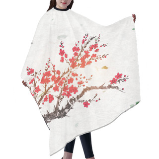 Personality  Card With Sakura Flowers  Hair Cutting Cape