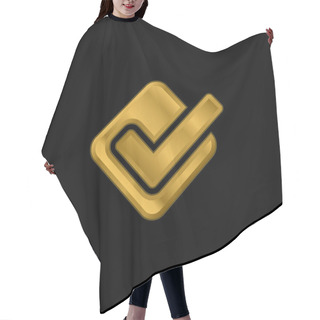 Personality  Accept Gold Plated Metalic Icon Or Logo Vector Hair Cutting Cape