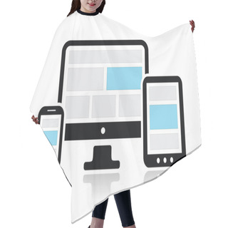 Personality  Responsive Design For Web- Computer Screen, Smartphone, Tablet Icons Set Hair Cutting Cape