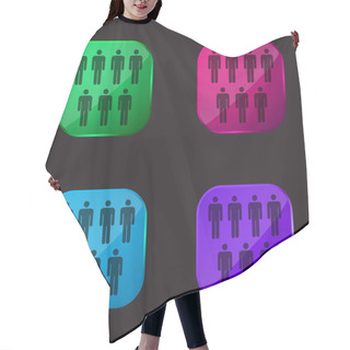 Personality  7 Persons Male Silhouettes Four Color Glass Button Icon Hair Cutting Cape