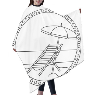 Personality  Circular Frame With Summer Beach And Umbrella And Chair Hair Cutting Cape