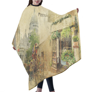 Personality  Vintage Parisian Cards Series - Montmartre Street Hair Cutting Cape