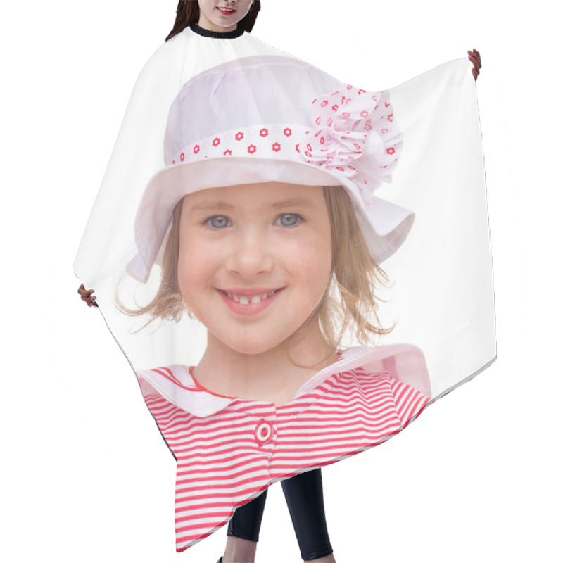 Personality  Charming Girl In A Sailor Suit. Hair Cutting Cape