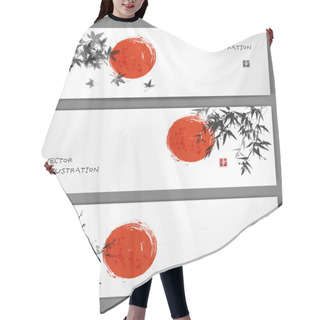 Personality  Three Banners In Traditional Japanese Ink Painting Sumi-e Hair Cutting Cape