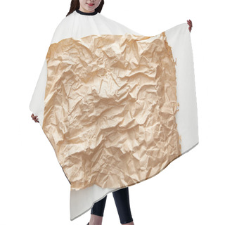 Personality  Top View Of Empty Crumpled Craft Paper On White Background Hair Cutting Cape