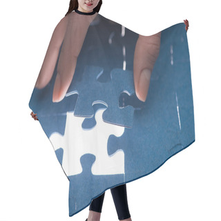 Personality  Cropped Image Of Businesswoman Inserting Last Missing Puzzle, Business Concept Hair Cutting Cape