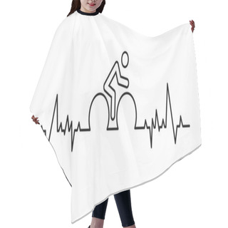 Personality  Cartoon Cycling Line Wave Pattern And Hard Battle. World Bicycle Day, Health Day Race Tour. Sport Cyclist. Cycling Symbol Funny Vector Bike. Mountain Touring Route. Hair Cutting Cape
