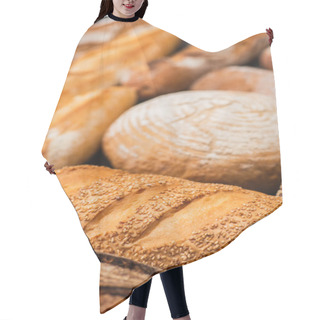 Personality  Selective Focus Of Fresh Baked Bread Loaves Hair Cutting Cape