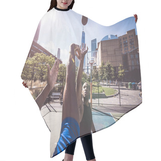 Personality  Two Street Basketball Players Hair Cutting Cape