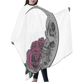 Personality  Moon Skull With Roses Hair Cutting Cape