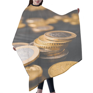 Personality  Golden Coins On Dark Wooden Background Hair Cutting Cape