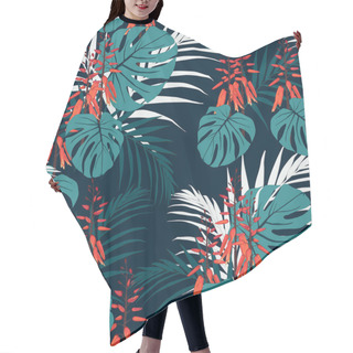 Personality  Vector Illustration Of Tropical Floral Pattern Background Hair Cutting Cape