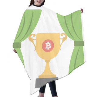 Personality  An Icon With Winning Trophy Stamped With B Describing Block Reward The Success Of A Block In Cryptocurrency Hair Cutting Cape