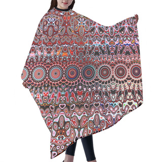 Personality  Psychedelic Repetetive Shapes In Maroon Color. Grungy Red Blots. Many Colored Shapes. Modern Stylish Decor. Unusual Odd Elements. Messy Stylistic Blot Patterns. Special Unreal Concept. Arts. Hair Cutting Cape