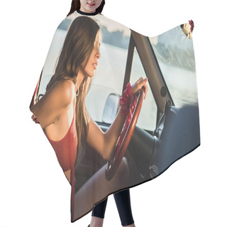 Personality  Woman Driving Car Hair Cutting Cape