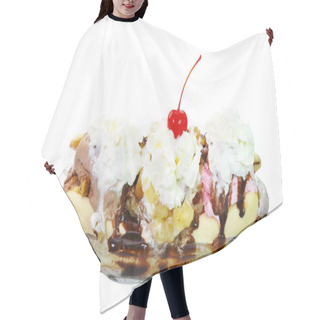 Personality  Banana Split Isolated With Clipping Path Hair Cutting Cape