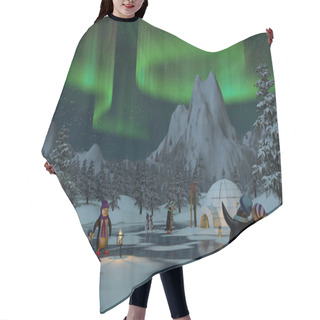Personality  Penguins Under Northern Lights In A Winter Landscape, 3d Render Hair Cutting Cape