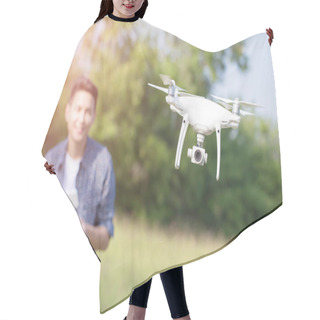 Personality  Asian  Man Playing With  Drone Outdoors  Hair Cutting Cape