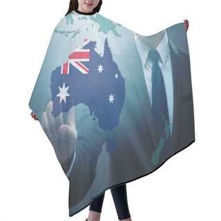 Personality  Concept Of Immigration To Australia With Virtual Button Pressing Hair Cutting Cape