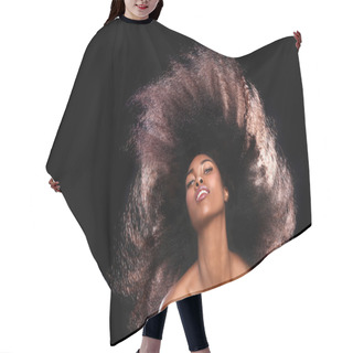Personality  Beautiful Stunning Portrait Of An African American Black Woman With Big Hair Hair Cutting Cape