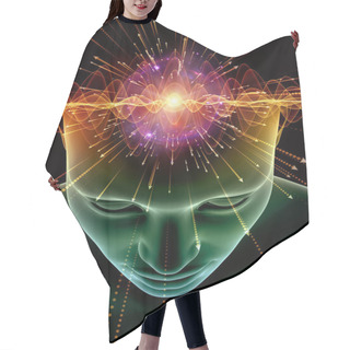 Personality  Elements Of Mind Series. 3D Illustration  Of Human Head And Symbols Of Technology On The Subject Of  Science, Education And Powers Of The Mind Hair Cutting Cape