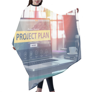 Personality  Laptop Screen With Project Plan Concept. Hair Cutting Cape