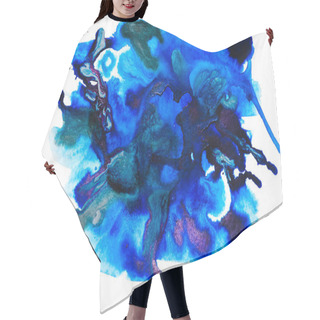 Personality  Top View Of Purple And Blue Watercolor Spills On White Paper  Hair Cutting Cape