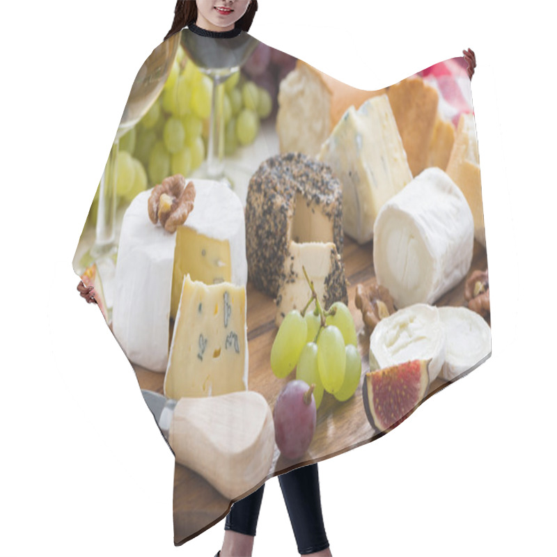 Personality  cheese platter, snacks and wine hair cutting cape