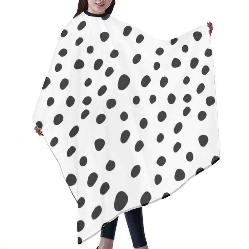 Personality  Doodle Dots - Seamless Pattern In Black And White. Scattered Round Spots - Abstract Simple Background In Flat Style Hair Cutting Cape