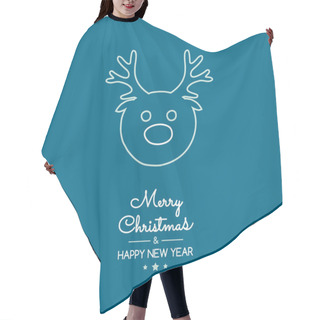 Personality  Christmas Card With With Hand Drawn Reindeer. Vector. Hair Cutting Cape