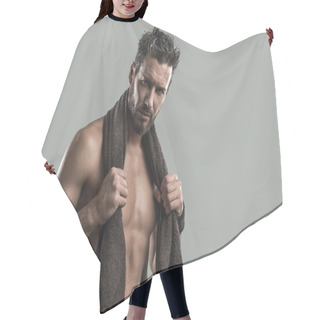 Personality  Muscular Man Drying Athletic Body Hair Cutting Cape