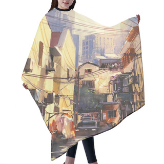 Personality  Narrow Street With Buildings Hair Cutting Cape