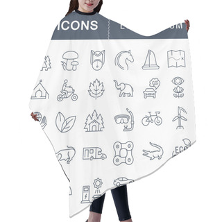 Personality  Set Vector Flat Line Icons Ecotourism Hair Cutting Cape