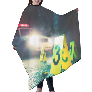 Personality  High Contrast Image Of A Crime Scene Hair Cutting Cape