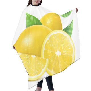 Personality  Fresh Lemons With Leaves. Hair Cutting Cape