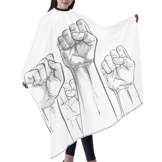 Personality  Vector Hand Raised Air Fighting For Human Rights Hair Cutting Cape
