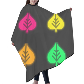Personality  Bodhi Leaf Four Color Glowing Neon Vector Icon Hair Cutting Cape