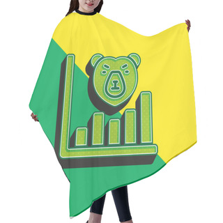 Personality  Bear Market Green And Yellow Modern 3d Vector Icon Logo Hair Cutting Cape