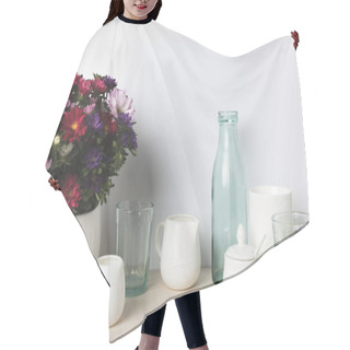 Personality  Empty Glass And Ceramic Utensils Hair Cutting Cape