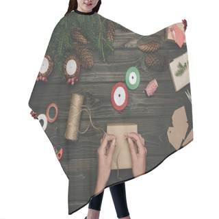Personality  Woman Decorating Christmas Gift Hair Cutting Cape