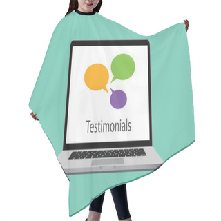Personality  Testimonials With Bubble Box Comment Colourfull On Top Of Laptop Vector Graphic Illustration Hair Cutting Cape