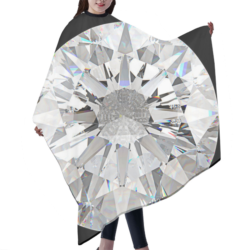 Personality  Gemstone: top view of round diamond isolated hair cutting cape