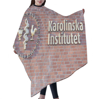 Personality  Logo Of The Hospital Karolinska Institutet On A Brick Wall Hair Cutting Cape