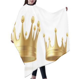 Personality  Golden Royal Crowns 3d Realistic Vector Set Hair Cutting Cape