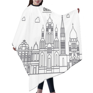 Personality  Russia, Omsk Architecture Line Skyline Illustration. Linear Vector Cityscape With Famous Landmarks, City Sights, Design Icons. Landscape Wtih Editable Strokes Hair Cutting Cape
